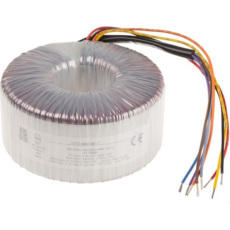 Transformateur torique RS PRO 2 sorties, 2 x 115V c.a. 2 x 115V c.a., 300VA ( Prix pour 1 ) (1/2)