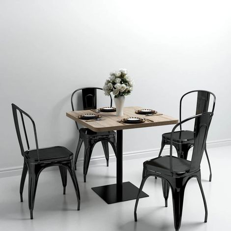 vidaXL Table de bistro MDF et acier Carré 80x80x75 cm Couleur de chêne (1/5)