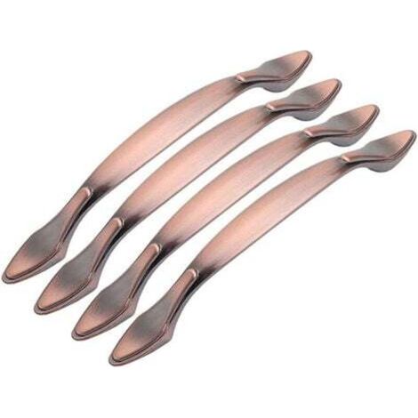 [NIEMALS VERWENDET] Stück Vintage-Möbeltürgriffe, Vintage-Schrankgriffe in Bogenform, Möbelgriffe zum Ziehen (96 mm Lochabstand, Rotbronze)