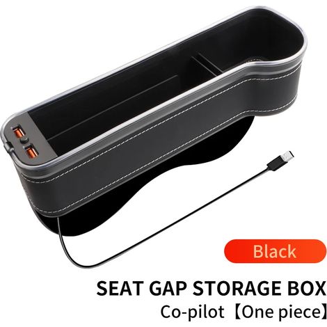 (1 pièce noire droite) Porte-gobelet de rangement pour siège auto avec LED 7 couleurs changeantes et 2 chargeurs USB. Accessoires auto. (1/5)