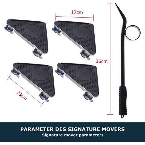 Melko – Set de transport de meubles 5 pièces – Rouleaux rotatifs 360° – Charge maximale 200 kg – Pour sols non sensibles
