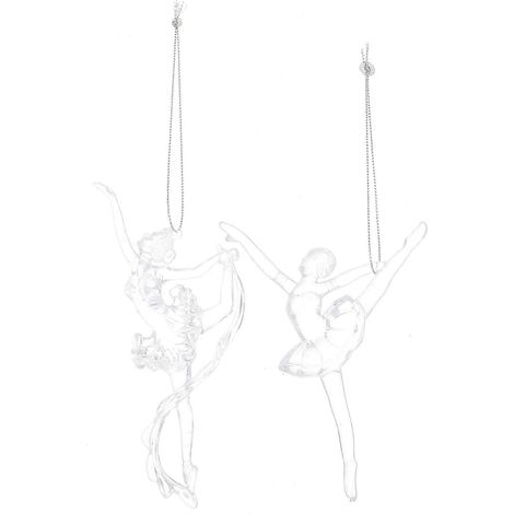 Lot de 2 décorations de Noël pour sapin, représentant une ballerine et des paillettes.-13.5X9.5X1.3CM-Transparent (1/3)