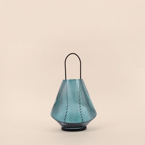 Lanterne design en verre vert 30cm (1/5)