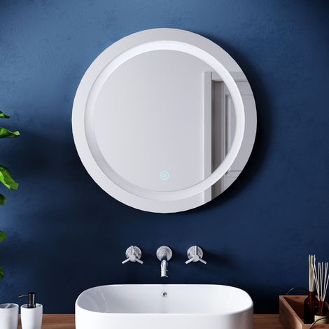 ELEGANT Bathroom Mirror Round Illuminated LED Mirror 600x600mm Bathroom Mirror with Touch Sensor, Demister Pad (1/5)