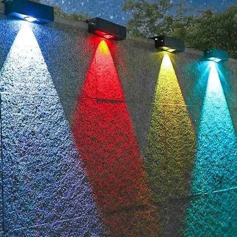 (0-5W-Noir-changeable) Appliques solaires murales d'extérieur carrées sans fil, étanches IP65, compatibles avec les jardins (1/5)