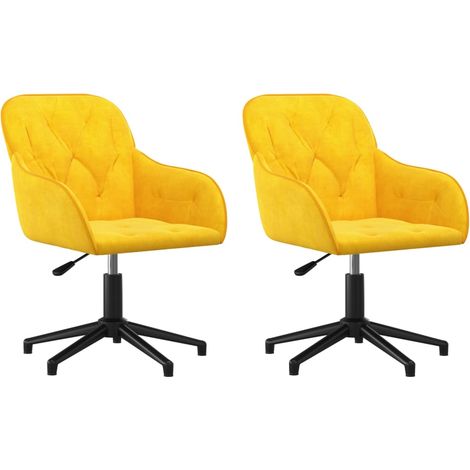 Lot de 2 chaises de salle à manger siège pivotant hauteur réglable en velours jaune DEC025267