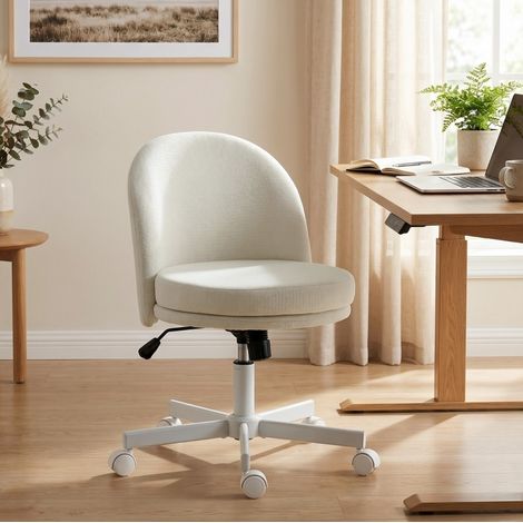 Sedia da ufficio regolabile con funzione d'oscillazione, effetto ciniglia, crema OKMYHOME (1/5)