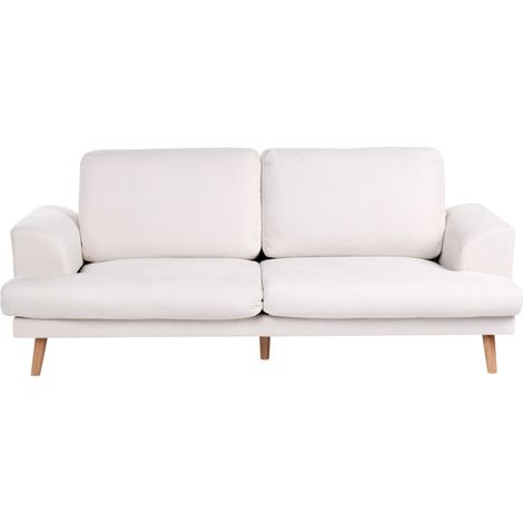 Canapé Moderne en Tissu 3 Places avec Coussin de Dossier Moelleux Beige Clair Kildal