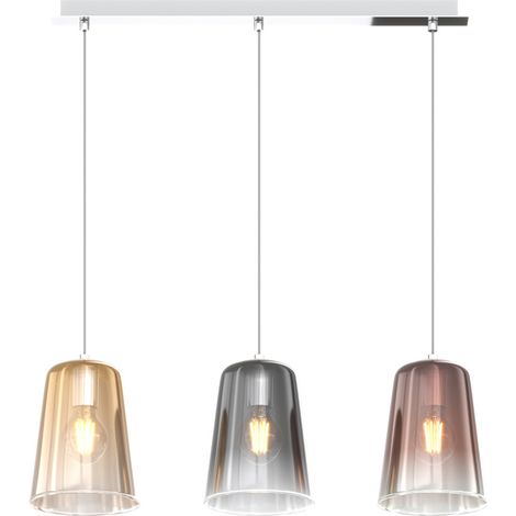 Sospensione Contemporanea Rett. Shaded Metallo Cromo Vetro Multicolor 3 Luci E27 (1/3)