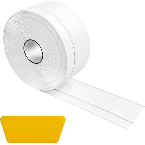 Plinthe adhésive flexible 15 m en PVC, 50 x 20 mm, blanche Pose sans perçage pour murs, pour cuisine et salle de bain, pour rénovation DIY (1/5)