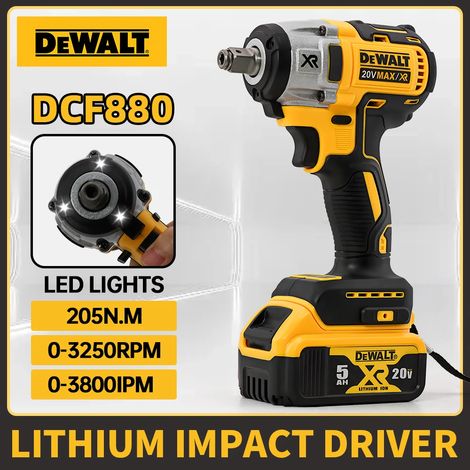 DEWALT DCF880 Avvitatore ad Impulsi XR 18V 1/2" Compatto - Kit con Batteria e Caricatore