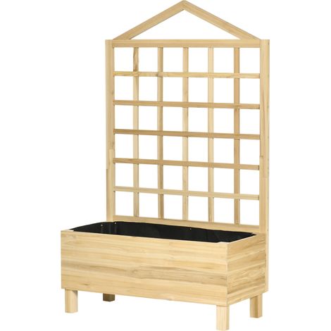 Jardinière Bois Abete Extérieur avec Grillage et Trous Drainage, 90x43x150 cm