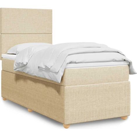 Boxspringbett mit Matratze Creme 100x200 cm Stoff