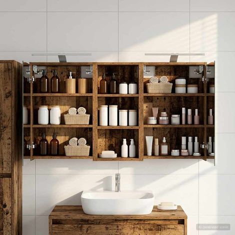 vidaXL Bathroom Cabinet Set 3 pcs 116 x 16 x 62.5 cm Engineered wood (1/5)
