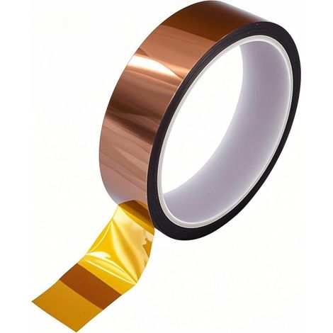Ruban adhésif Kapton - 25 mm - Résistant à la chaleur jusqu'à 300 °C - 33 m - Film polyimide - Ruban isolant - Pour imprimante 3D, soudure, sublimation, circuits électroniques (brasserie) (1/5)