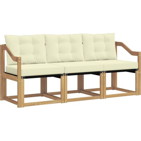 Outdoor Sofa Set with Cushion 3 pcs White and Cream vidaXL