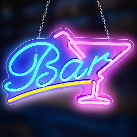 Panneau néon lumineux à LED personnalisé, panneau néon pour cocktails, alimenté par USB, rose, bleu, pour bar, club, boîte de nuit, restaurant, magasin, fête (1/5)