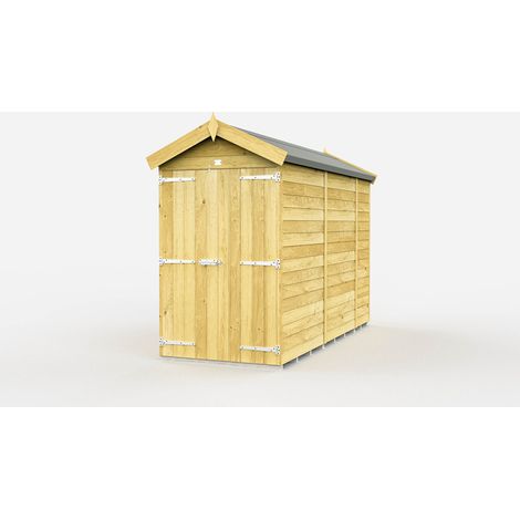 4 x 9 Feet Apex Shed - Double Door Without Windows - Wood - L272 x W118 x H217 cm