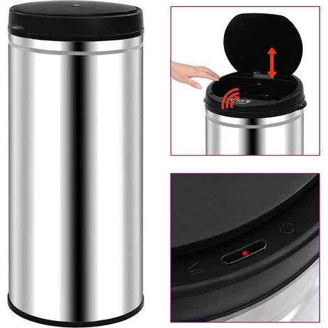 vidaXL Cubo de basura con sensor automático 80 L acero inoxidable (1/5)