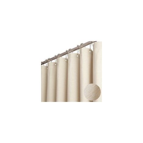 Rideau de douche en tissu polyester texturé de lin robuste avec 12 crochets en plastique, rideaux de douche décoratifs imperméables pour salle de bain, 180x 180 cm, beige/crème (1/4)