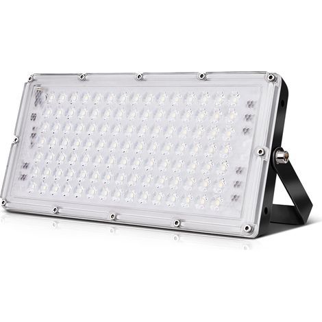 Projecteur LED Extérieur 100w, Projecteur Led Exterieur 10000LM, IP67 Étanche, Blanc Chaud 2800-3200k, Ultra-Mince Lumière, Extérieur De Projecteur Idéal Pour Jardin, Garage [Classe énergétique F]