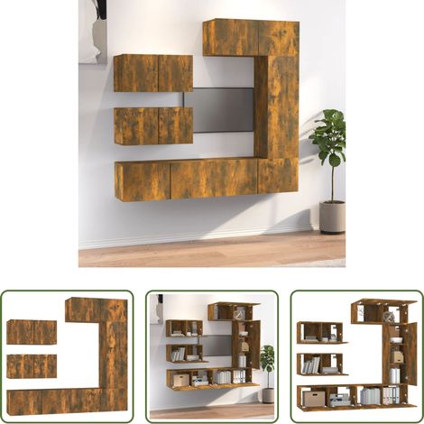 Holzwerkstoff - 6-tlg. TV-Schrank-Set Räuchereiche Holzwerkstoff (1/5)