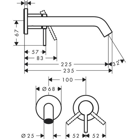 Hansgrohe 73351340 Mitigeur de lavabo encastré 2 trous