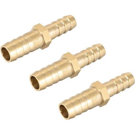 Réducteur raccord barbelé droit en laiton Connecteur Coupleur Adaptateur Cannelé pour ID tuyau 10mm à 8mm 3Pcs