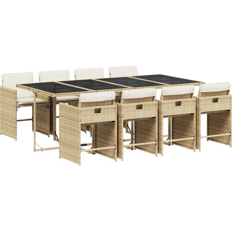 Garden Dining Set Beige, Black, Cream White vidaXL