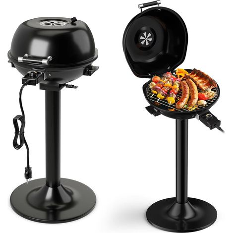 Freistehender Elektrogrill 1600 W mit 2-Zonen-Grillplatte, Elektrogrill mit Temperaturbereich 93 °C–219 °C, mit Standfuß und 110 cm Kabel