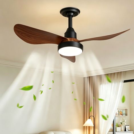 LEDANDER Ventilateur de plafond avec éclairage LED, modèle silencieux à 3 pales et 3 vitesses,éclairage réglable (3000 K - 6500 K), installation facile (1/5)