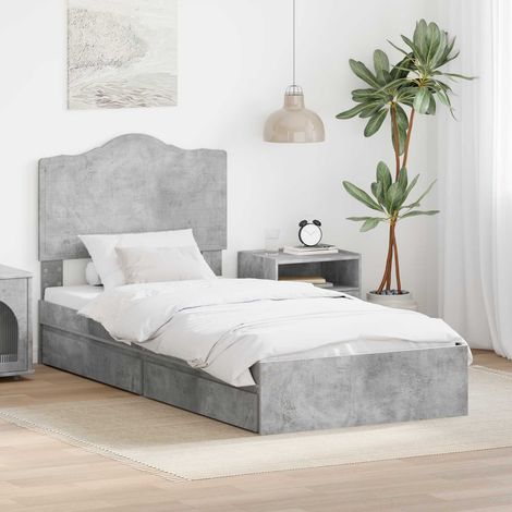 vidaXL Aufbewahrungsbett Beton Grau 90 x 190 cm Holzwerkstoff (1/5)