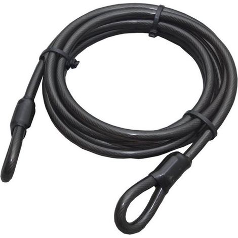 Câble antivol en acier tressé 5 m Ø12 mm avec boucles, pour bateau, mobilier de jardin et équipements extérieurs (1/2)