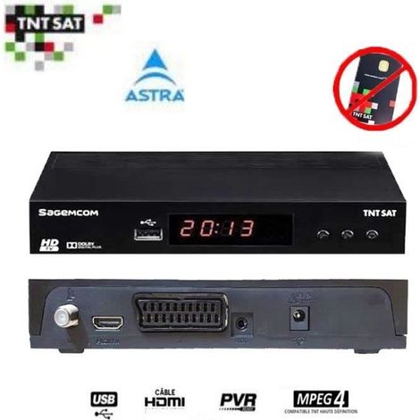 SAGEM DS81HD DÉCODEUR SATELLITE TNTSAT HD (ASTRA 19.2°) (VENDU SANS CARTE)