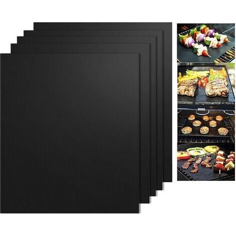 Grand tapis de cuisson en silicone étanche et antiadhésif - Antidérapant - Résistant à la chaleur - Protection de plan de travail (Noir,33 x 40 cm-4pcs) (1/4)