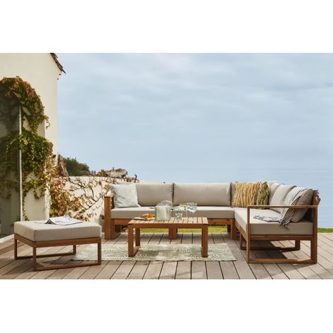 Salon de jardin Levata en bois d'acacia FSC – 7 places – Modules indépendants pour agencement flexible – Poids 110 kg – Bocarnea (1/5)