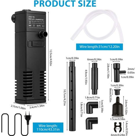 Filtre Interne d'Aquarium Pompe à Eau Submersible avec Barre de Pluie Système de Filtration pour Poisson et Crevette 3W (1/5)