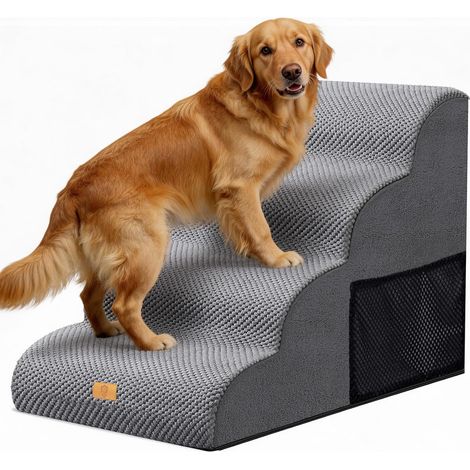 1 Escalier pour Chien 4 Marches Mousse Haute Densité Housse Lavable Antidérapant Salon Chambre