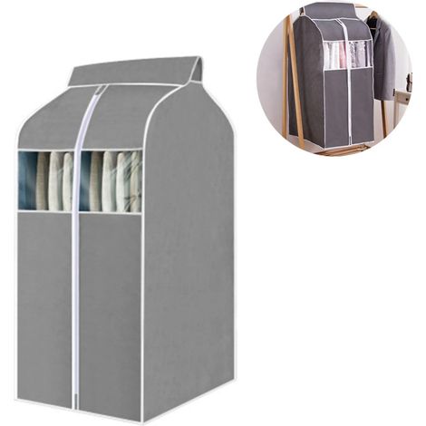 Copertura appendiabiti grigia con ampia finestra trasparente per organizzare l'armadio (48x60x100 cm) (1/5)