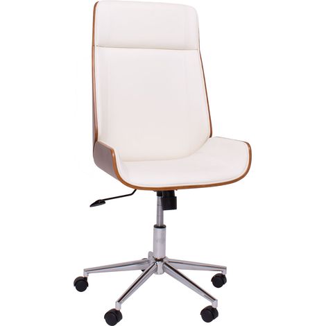 Suecia - Silla de Oficina Ejecutiva 54x109/119x42 cm en Parawood y Polipiel Blanco (1/5)