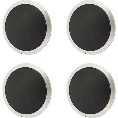 4 enjoliveurs de roue 68078419AC, enjoliveur central haute dureté avec bordure chromée, compatibles avec FIAT 500 (2007-2019), cercle blanc, lettres blanches (1/5)