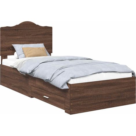 Bed Frame with Headboard Brown Oak 70 x 190 cm Engineered Wood vidaXL