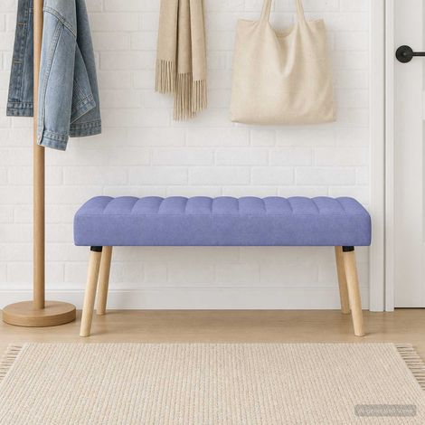 vidaXL Banc capitonné canal Bleu denim 110 x 40 x 46 cm Tissu (1/5)