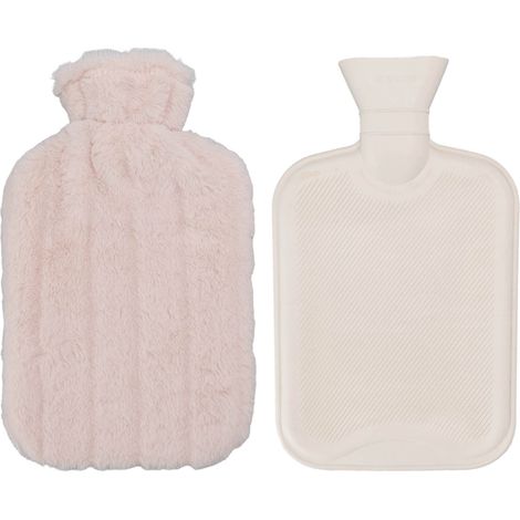 Bouillotte 2000ML haute densité, pochette douce incluse, idéale pour l'hiver, couleur abricot (1/5)