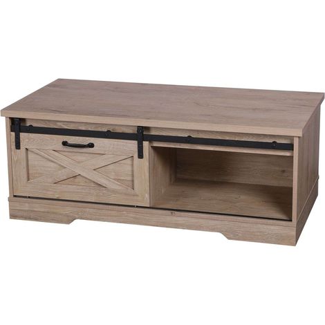 Table basse 1 porte coulissante design rustique NEW YORK (1/3)