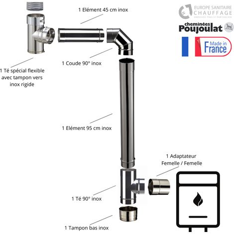Kit raccordement inox sortie arrière Poujoulat Diamètre 200