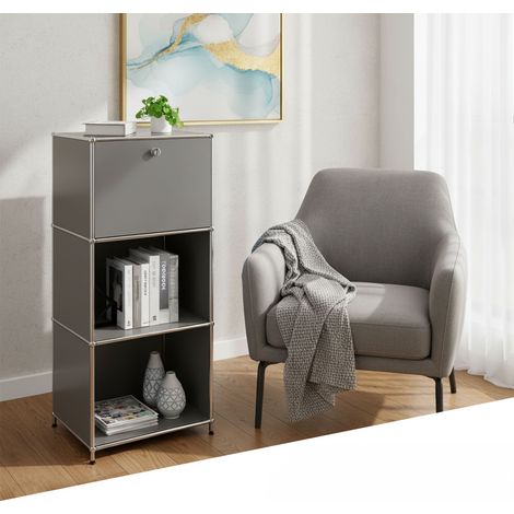Rangement stylé et épuré – Étagère en métal chromé, 50 x 40 x 121 cm, Gris