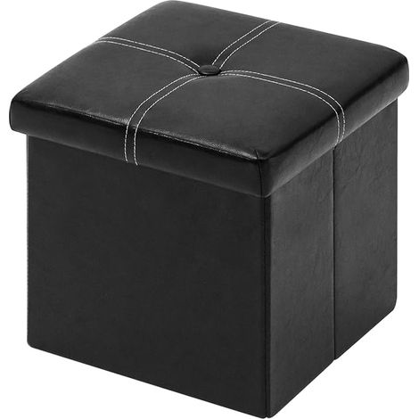 Tabouret Pliant Boîte de Rangement Volume de 20 L Limite de Poids 150kg Coffre de Rangement Repose Pied Noir Tabouret de Café 30x30x30cm (1/5)