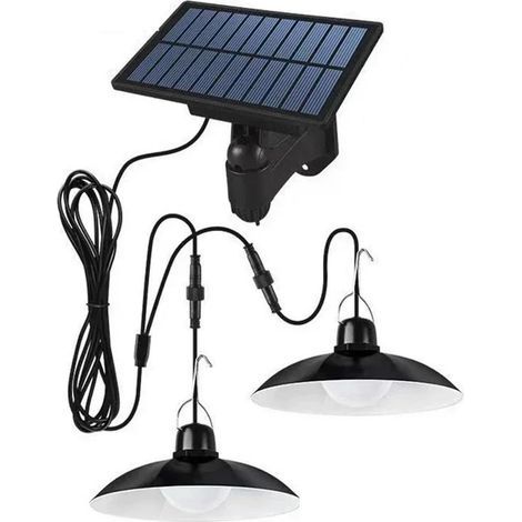 Solar-Pendelleuchte mit Fernbedienung - LED-Kronleuchter für den Außenbereich, weiß/warmweiß, für Camping und Garten, erweiterter Beleuchtungsbereich (2 Leuchten (normale Ausführung)) (1/5)