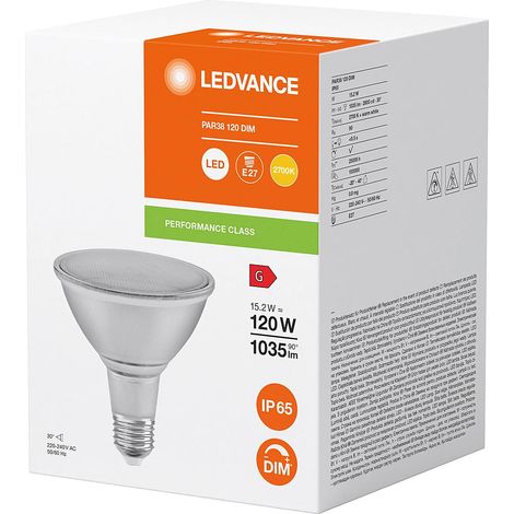 LEDVANCE 4099854071270 LED CEE G (A - G) E27 Par 38 15.2 W = 120 W blanc chaud (Ø x H) 122 mm x 122 (1/6)